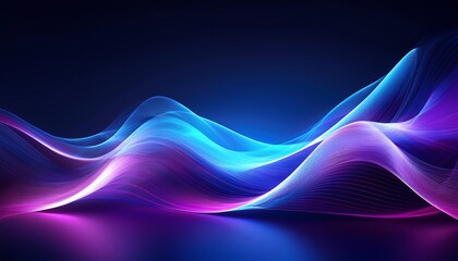 Fototapeta premium blue and purple light waves in abstract motion on dark backdrop