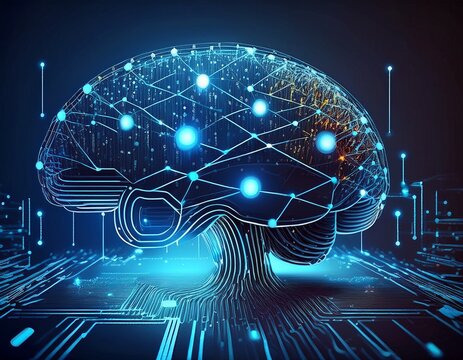 machine learning reaction and ai artificial intelligence chat bot software network big data and block chain system neuralink with smart brain generative ai