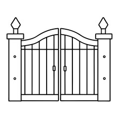 Double wooden gate with clean lines and decorative posts  