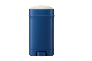 Blue deodorant stick mockup featuring clean design, resting on transparent surface with clear brand visibility