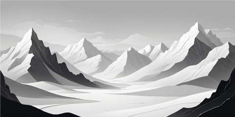 Serene Snow-Covered Mountain Valley © nur