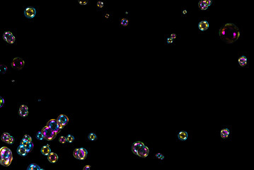 Soap bubbles isolated on a black background