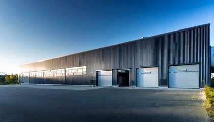 exterior of a modern warehouse with a small office unit