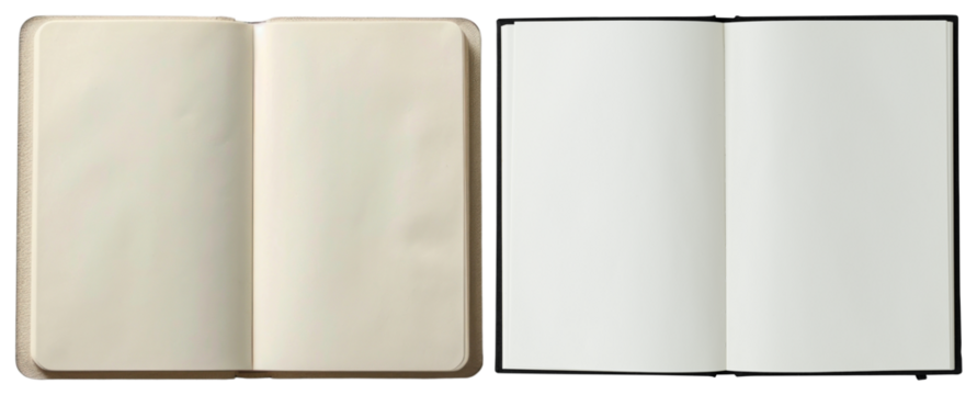 PNG Open blank notebooks side-by-side, element set on transparent background