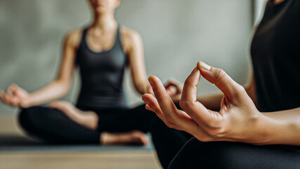 Woman Practicing Yoga and Meditation with Gyan Mudra