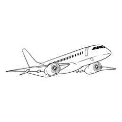line art drawing illustration of a aircraft