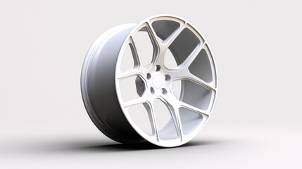 Obraz premium Detailed view of a sleek white alloy wheel designed for high-performance vehicles showcasing modern design elements