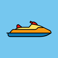 Naklejka premium Colorful jet ski icon on a blue background watercraft personal watercraft