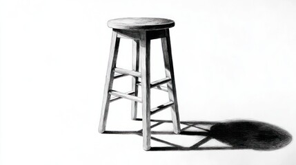 Naklejka premium A grayscale drawing of a stool