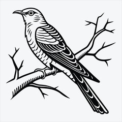 Obraz premium Cuckoo line art White background illustration Generative Ai