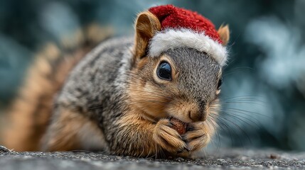 Fototapeta premium squirrel hidden in Christmas tree