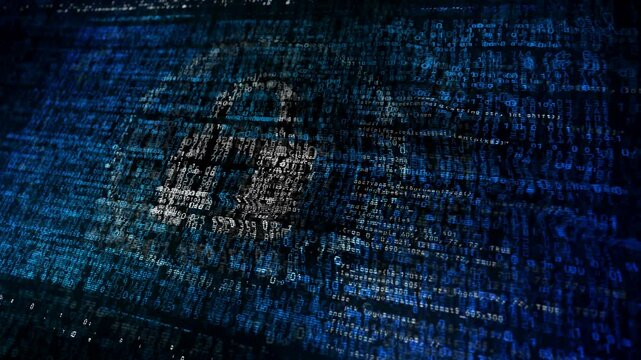 Cyber security padlock symbol flag waving secure code. Digital protection icon blowing banner cyber security attack and hack concept animation.