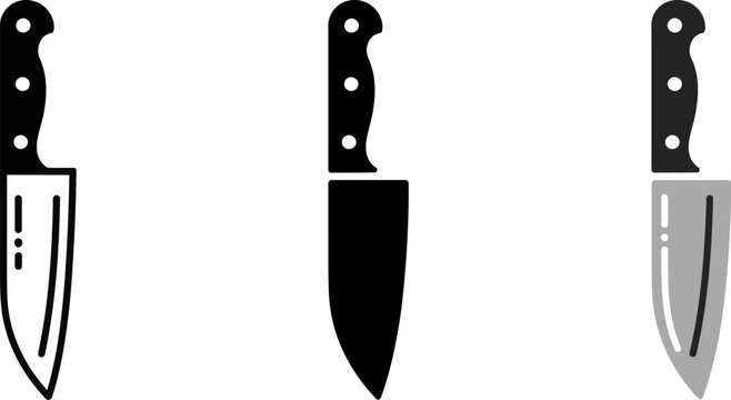 Chef knife set vector illustration cooking knife kitchen knife icon butcher knife sharp knife metal knife tool editable stock vector