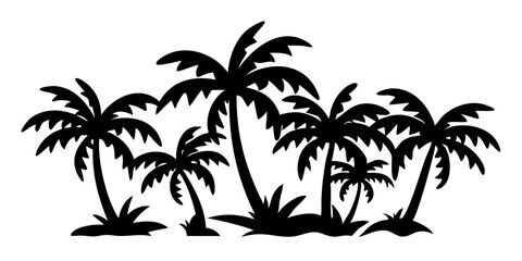 Fototapeta premium Palm Tree Silhouette Icon Set – Vector Collection for Tropical Design and Decorative Use