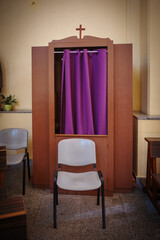 the confessional of a catholic church
