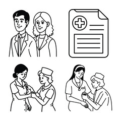 Fototapeta premium Medical Professionals Doctors Nurses Healthcare Workers Examination Chart Illustration