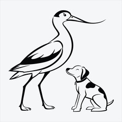 Avocet Dog line art White background illustration Generative Ai