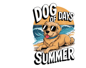 Dog Days of Summer T-shirt design with playful dogs, sun, and summer vibes. Perfect for pet lovers, summer fun, beach trips, and casual wear. Ideal for print-on-demand and seasonal apparel.