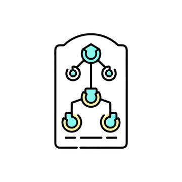Skill tree with nodes in flat design representing Gamer Identity and Comic Con - Gaming Culture Icons  