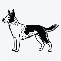 Obraz premium Australian Cattle Dog line art White background illustration Generative Ai
