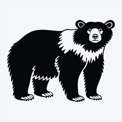 Obraz premium Asiatic Black Bear line art White background illustration Generative Ai