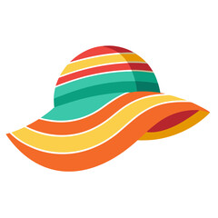 Summer Hat in Watercolor Style