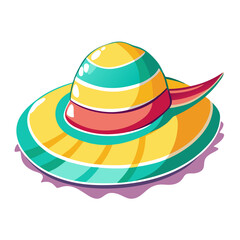 Summer Hat in Watercolor Style