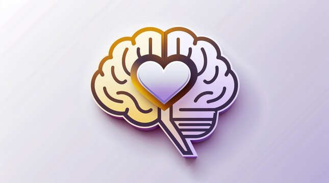 Creative representation of a brain with a heart symbol illustrating the connection between intelligence and emotion