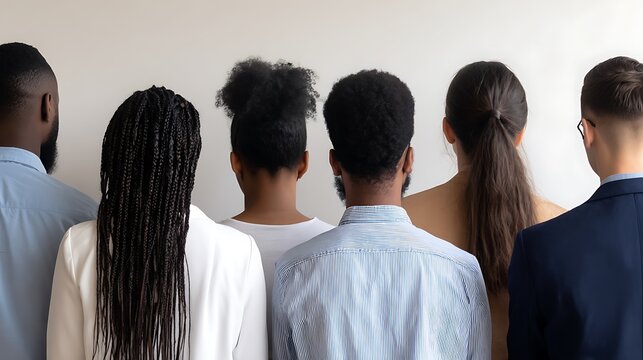 Diverse group standing back to back