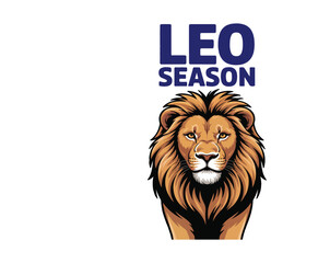 Leo Season Vibes T-shirt design with bold lion, zodiac symbols, and fiery colors. Perfect for astrology lovers, Leo birthdays, summer vibes, and zodiac apparel. High-quality vector artwork.
