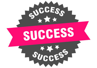 success. success round pink label isolated on transparent background