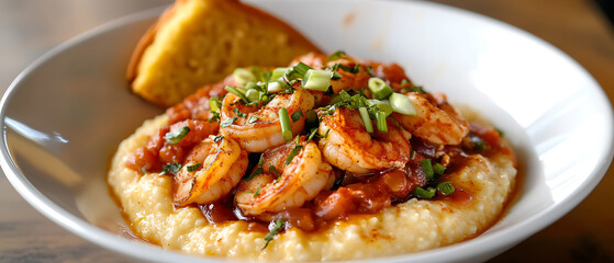 Shrimp and Grits with Cornbread: A Southern Delight