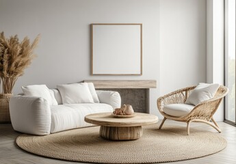 Light and airy living room with natural elements