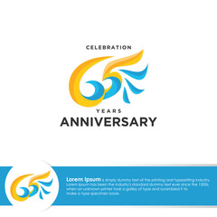 Celebration 65 Year Anniversary logotype design flat style template background
