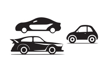 Fototapeta premium Silhouette Vector of Modern, Sporty, and Compact Cars on White Background
