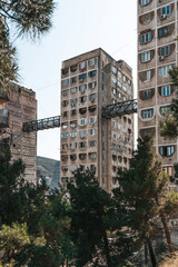 Soviet Brutalist Bridge Buildings in Tbilisi Nutsubidze Plateau 