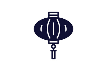 paper lantern hanging with tassel clip art silhouette vector illustration on white background