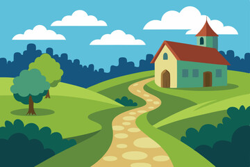 Fototapeta premium landscape with village