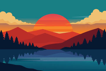 sunset in mountains