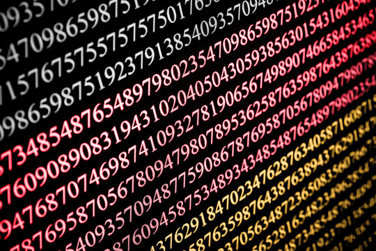 Germany data flow concept. Numbers forming German flag. Hacking theme in black red yellow. Cyber background for data breach or internet threat. Symbolic tech transfer image.