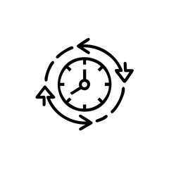 Handdrawn Clock Icon with Circular Arrows Indicating Time Cycle Continuous Process Repeat 1