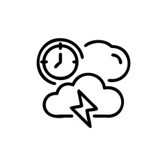 Handdrawn Line Art Icon Clock Clouds Lightning Bolt Time Management vector