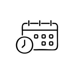 Handdrawn Line Art Calendar Icon Clock Time Management Schedule Appointment Reminder