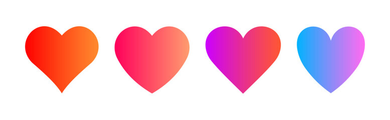 Gradient Hearts icons set vector. Heart, love, romance or valentine's day Gradient vector icon for apps and websites