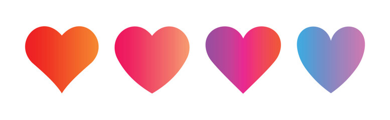 Gradient Hearts icons set vector. Heart, love, romance or valentine's day Gradient vector icon for apps and websites