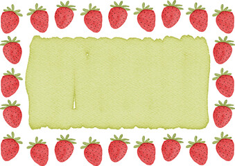 watercolor strawberry frame background for your text and design