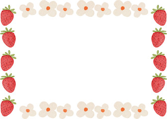 watercolor strawberry frame background for your text and design