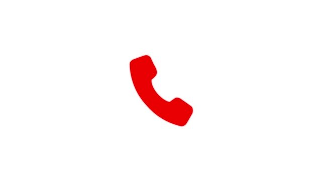 Animated call icon with a mobile phone screen concept. Incoming or outgoing call icon Receiver Icon Animation 4k Motion Graphics Video Footage red call icon in white background motion