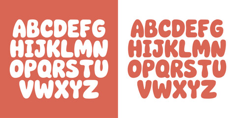 Playful Bubble Font Alphabet Set Featuring Bold Rounded Uppercase Letters in Soft Retro Style Perfect for Kids Designs Posters Stickers T Shirt Prints Crafts Logos and Whimsical Creative Projects