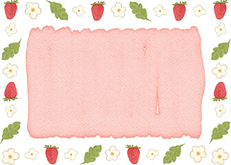 watercolor strawberry frame background for your text and design